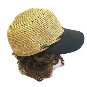 Sun N Sand Cap Straw Hat UPF 50+ Protection Wide Black Brim